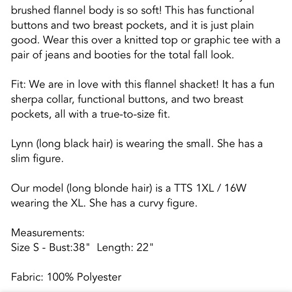 NWT BiBi Plaid Button Jacket with Sherpa Collar size small - Picture 10 of 10